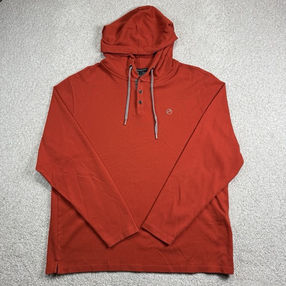 Hammer Made Quarter Button Hoodie Sweatshirt 2XL Orange Red - Picture 2 of 7